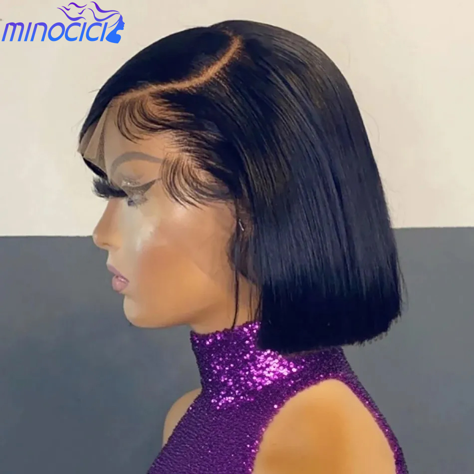 Eyelash Extension Natural Look - No Glue Straight Short Bob Wig