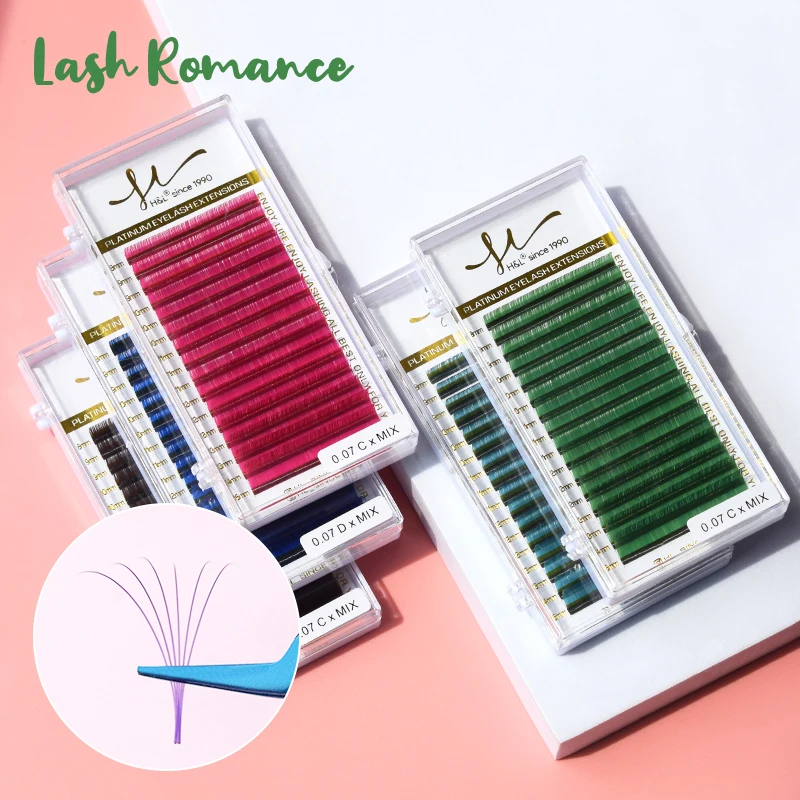 Eyelash Extension Korean - Color Lashes Violet Blue Brown Green
