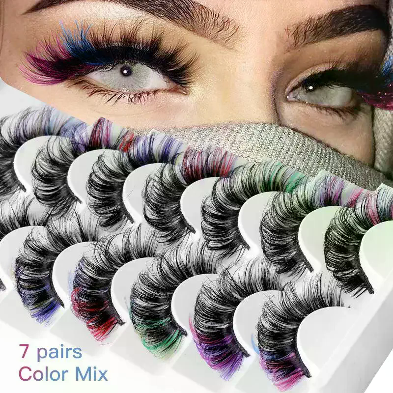 7 Pairs Colorful False Eyelash – обзор и цена Eyelash Extension Volume Lashes