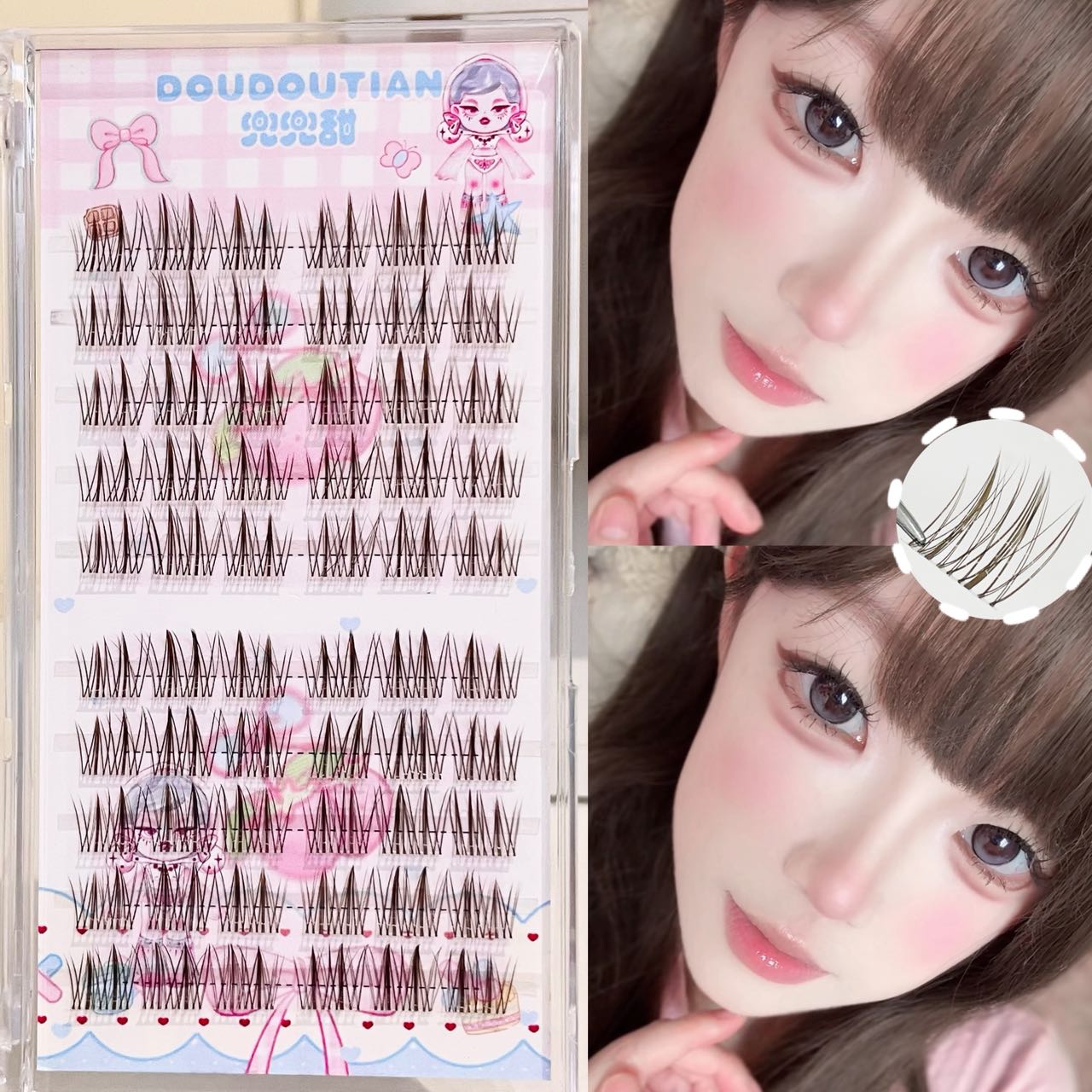 Doudoutian Brown Black Cluster – обзор и цена Eyelash Extension Korean